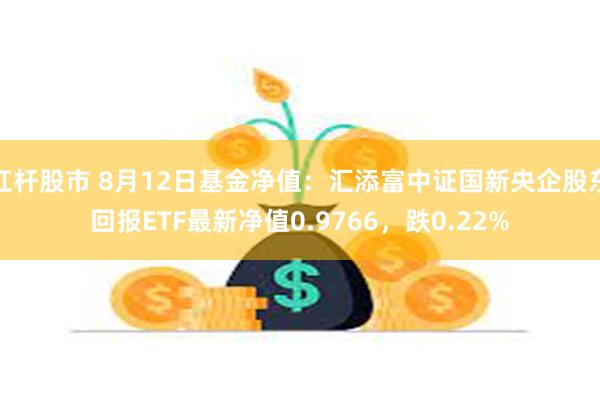 杠杆股市 8月12日基金净值：汇添富中证国新央企股东回报ETF最新净值0.9766，跌0.22%