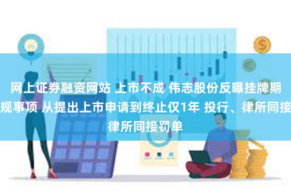 网上证劵融资网站 上市不成 伟志股份反曝挂牌期间违规事项 从提出上市申请到终止仅1年 投行、律所同接罚单